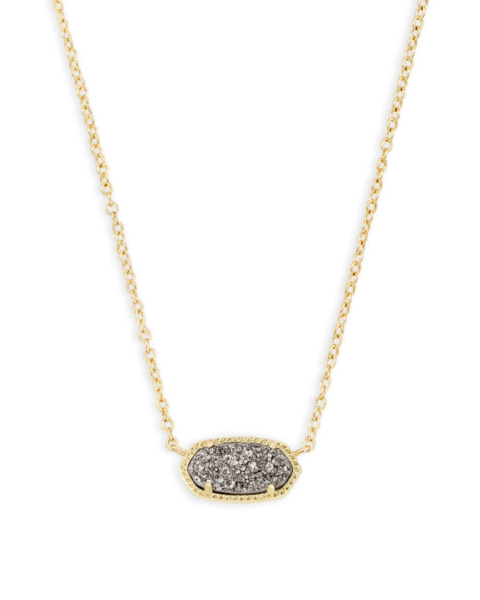 Elisa Short Pendant Necklace in Gold Platinum Drusy by Kendra Scott