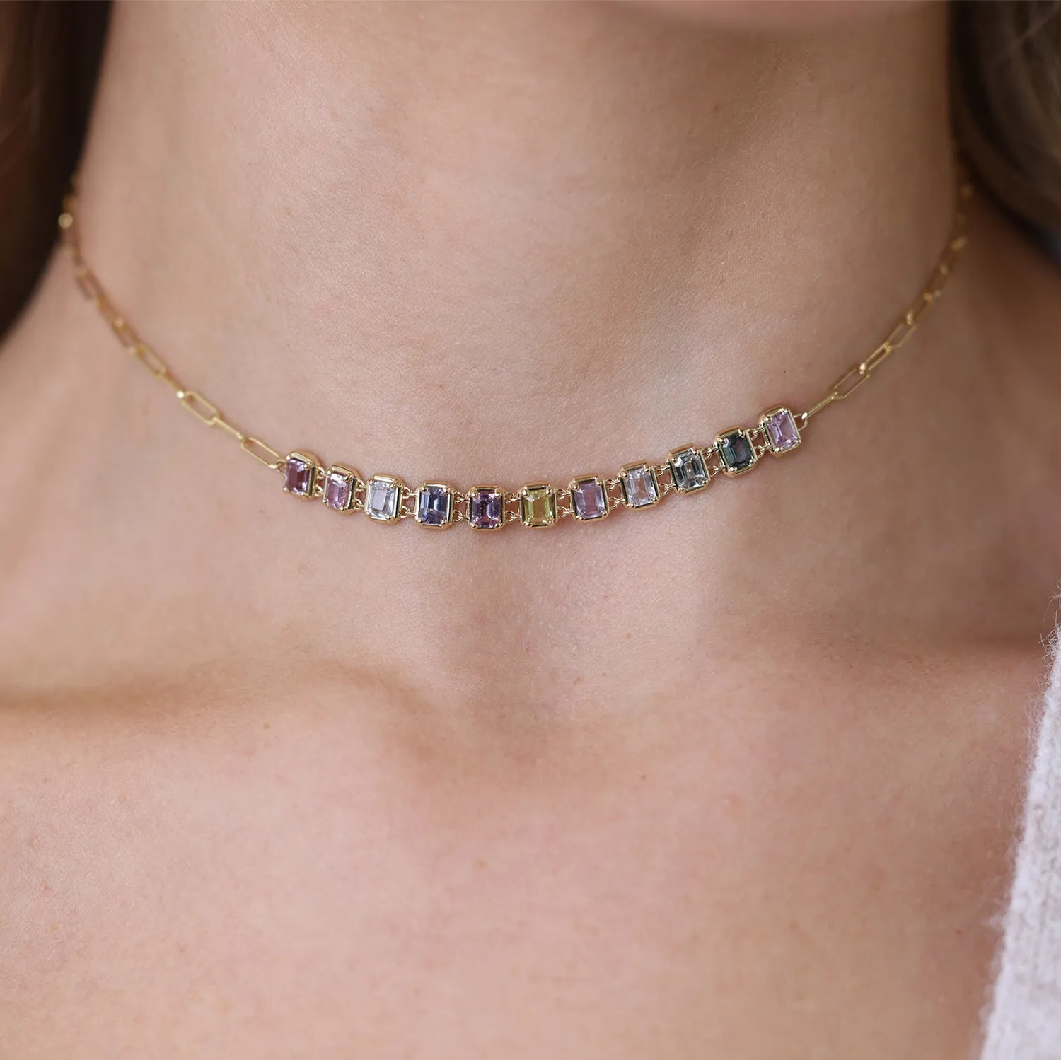 Emerald Cut Sapphire Choker