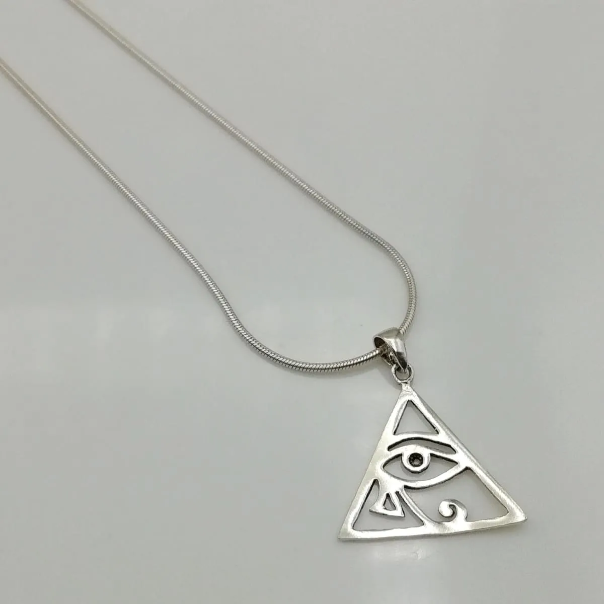 Eye of Ra pendant -Sterling silver charm - Triangular silver pendant