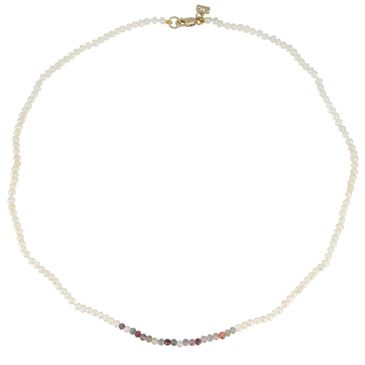 Flamenco Seedpearl and Sapphire, Ruby color blocked Choker Necklace