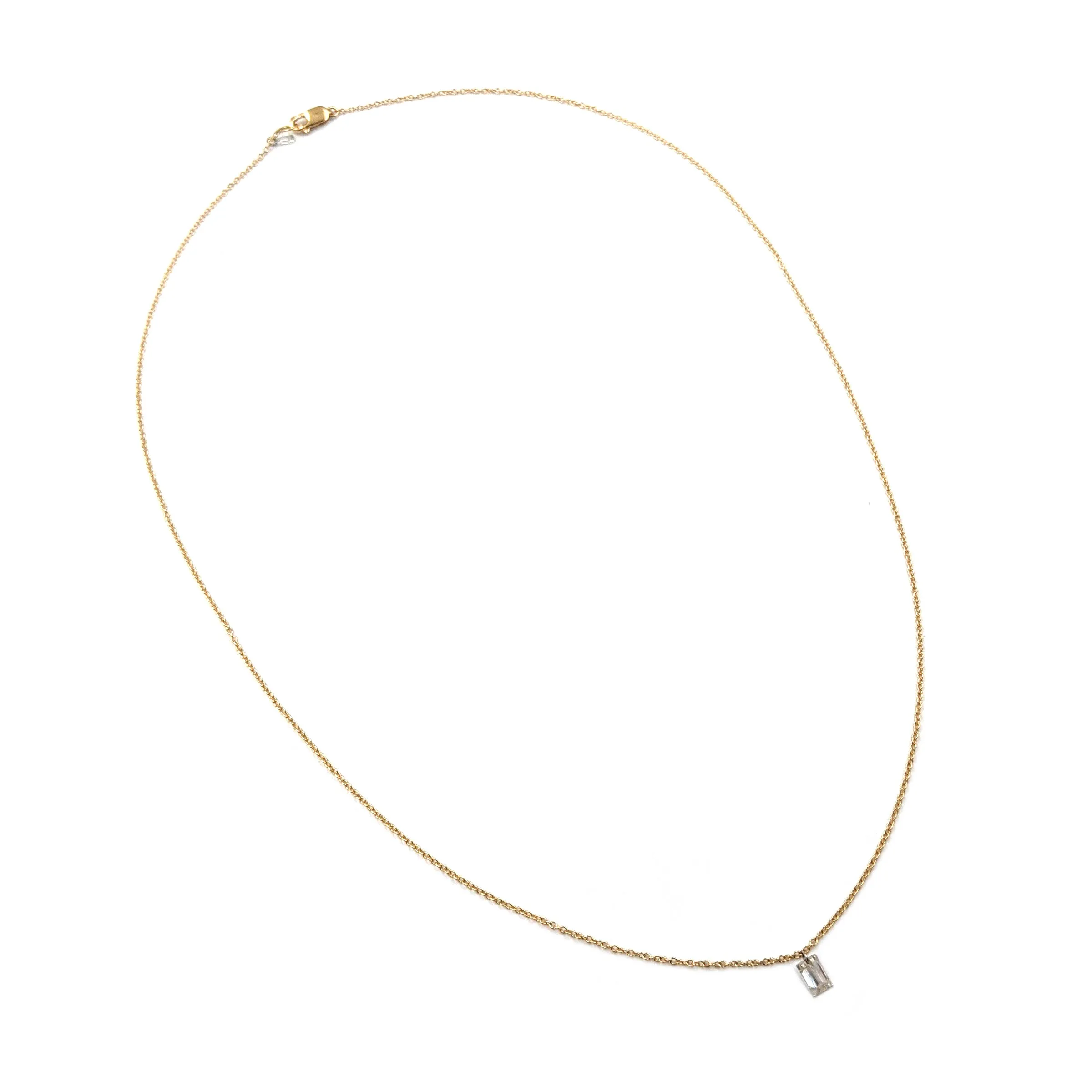 Floating Diamond Necklace, Single Baguette