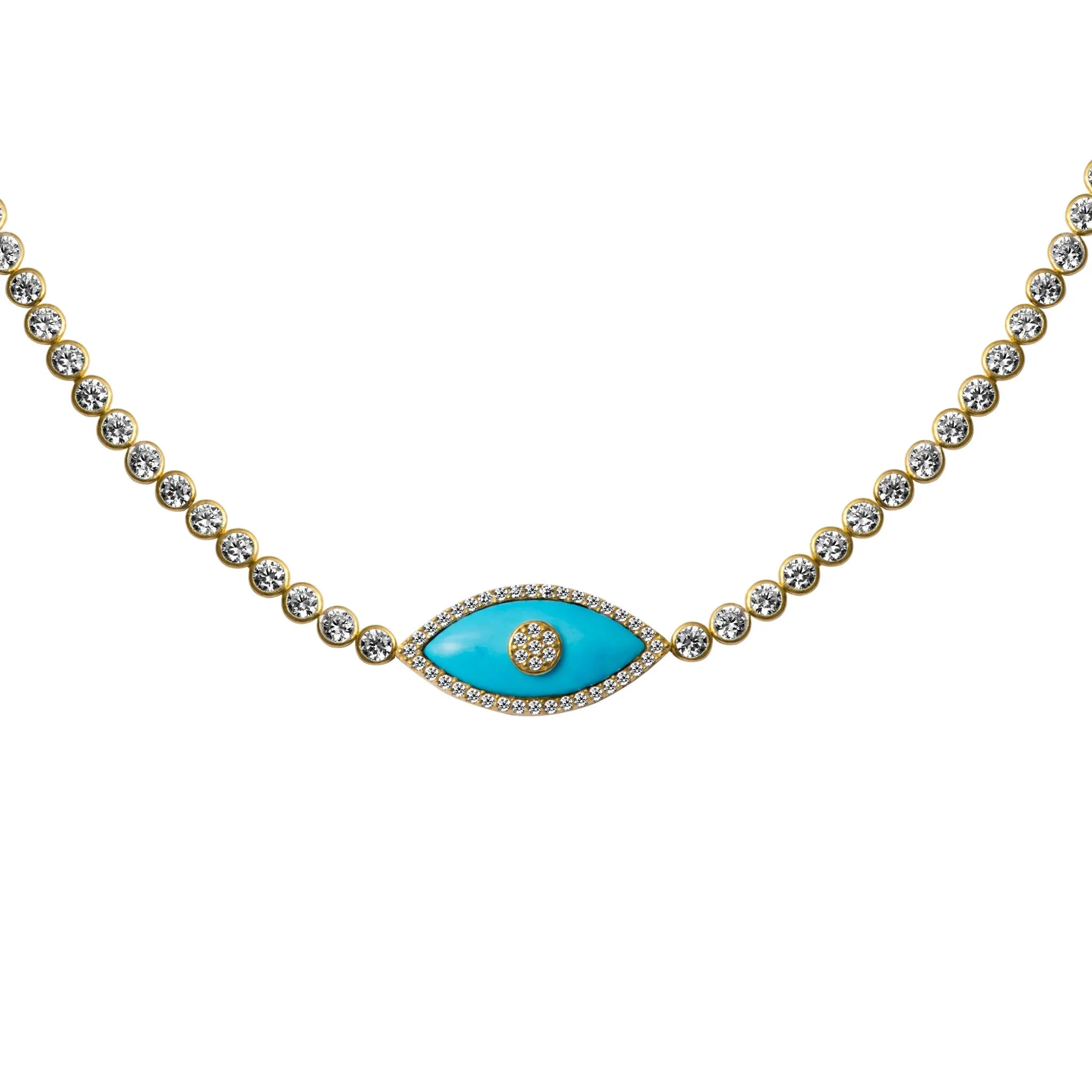 “Gemma” turquoise stone eye choker