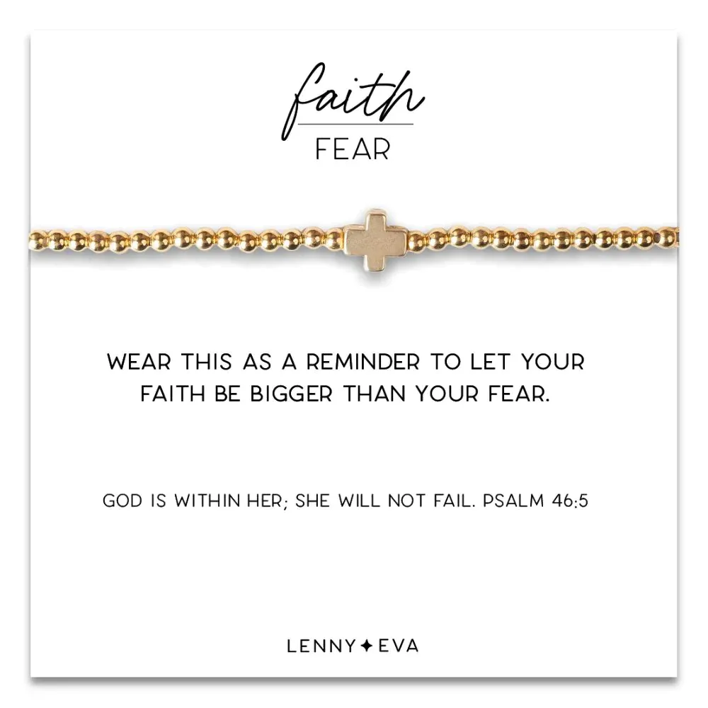 Gold Cross Faith Over Fear Bracelet in Gold