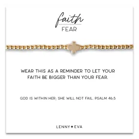 Gold Cross Faith Over Fear Bracelet in Gold