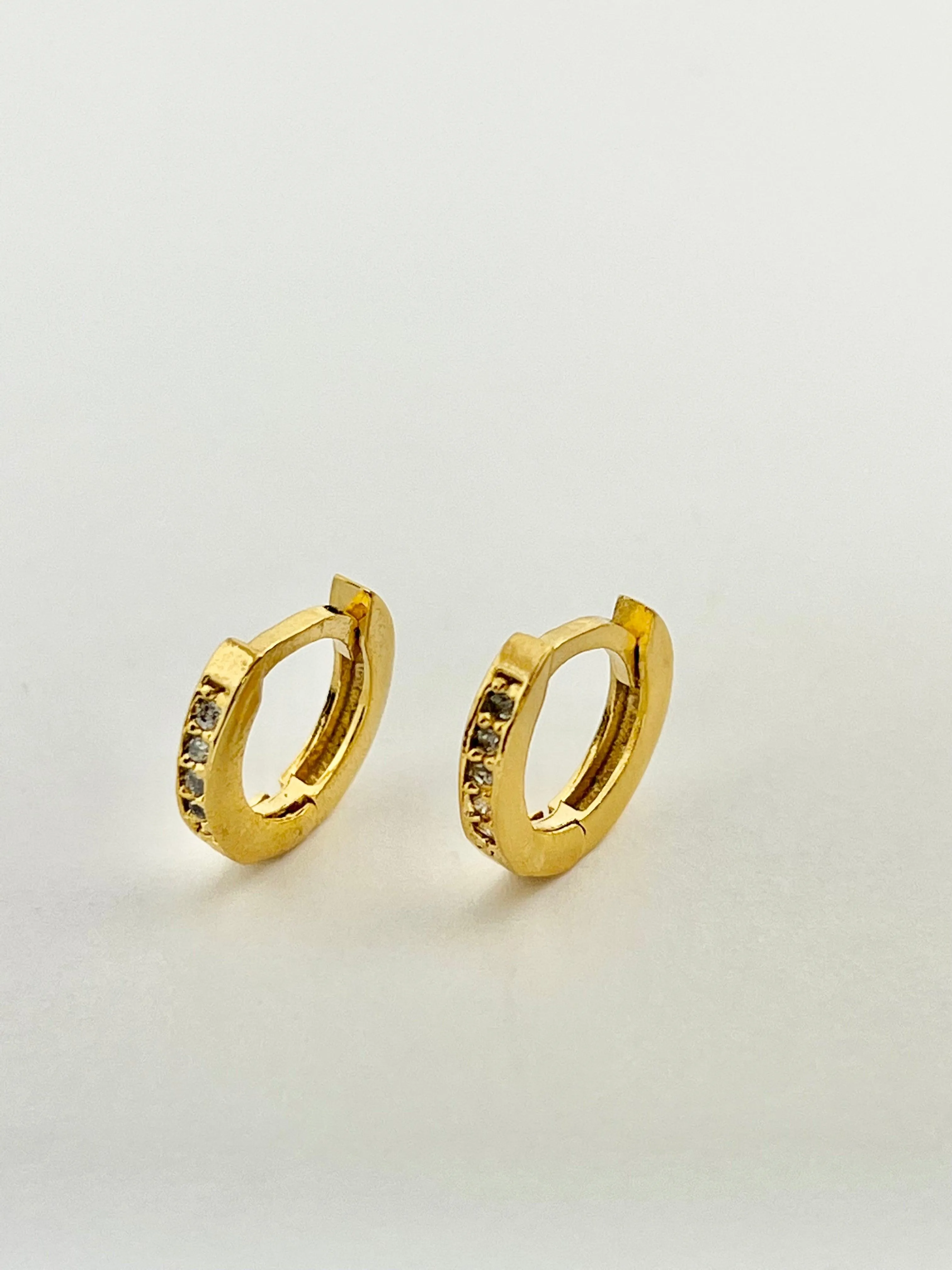 Gold Cubic Zirconia Pave Huggie Hoops