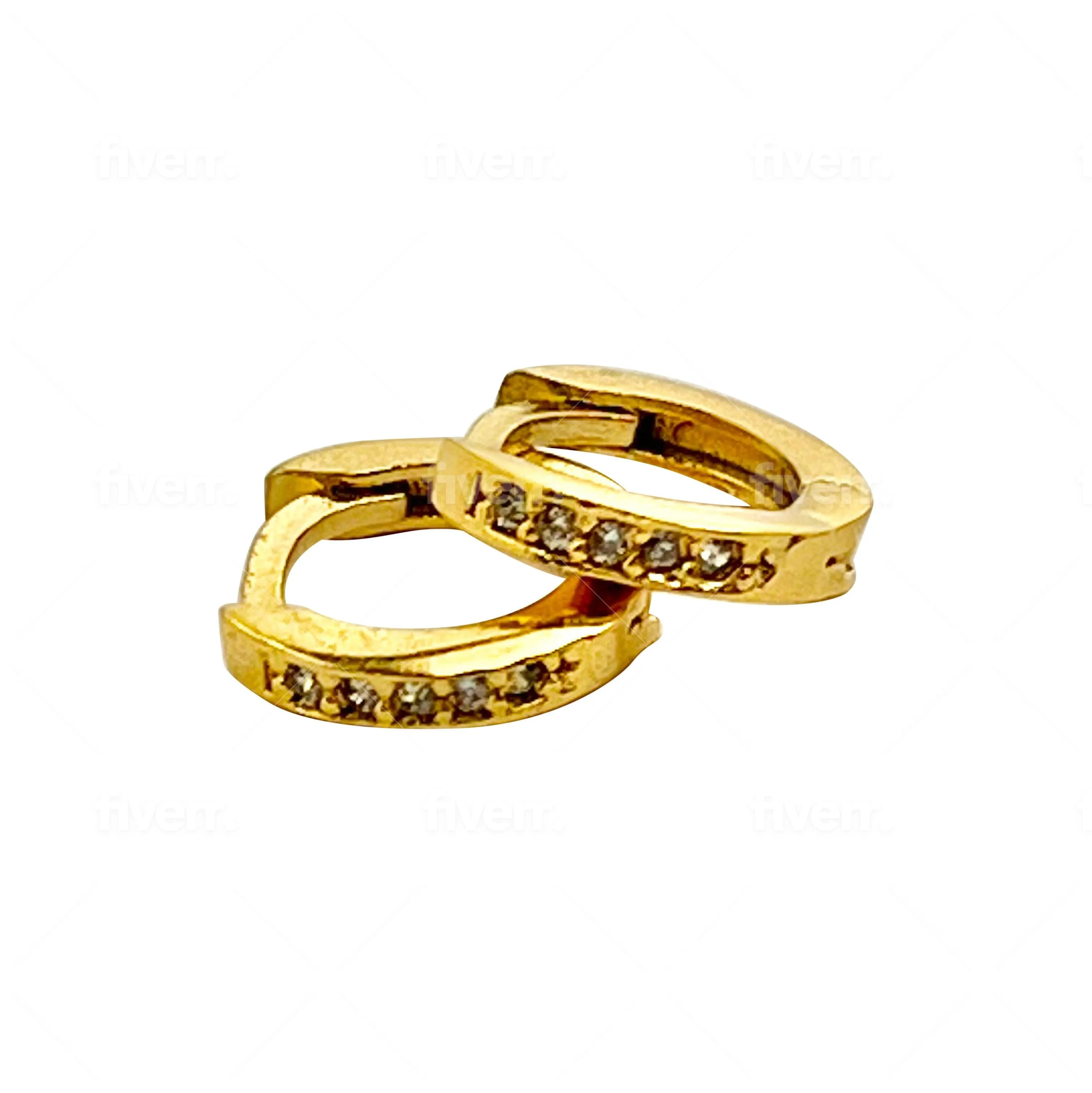 Gold Cubic Zirconia Pave Huggie Hoops