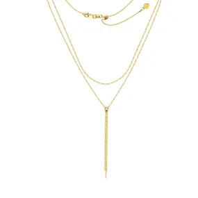 GOLD DOUBLE CHAIN LARIAT 14K