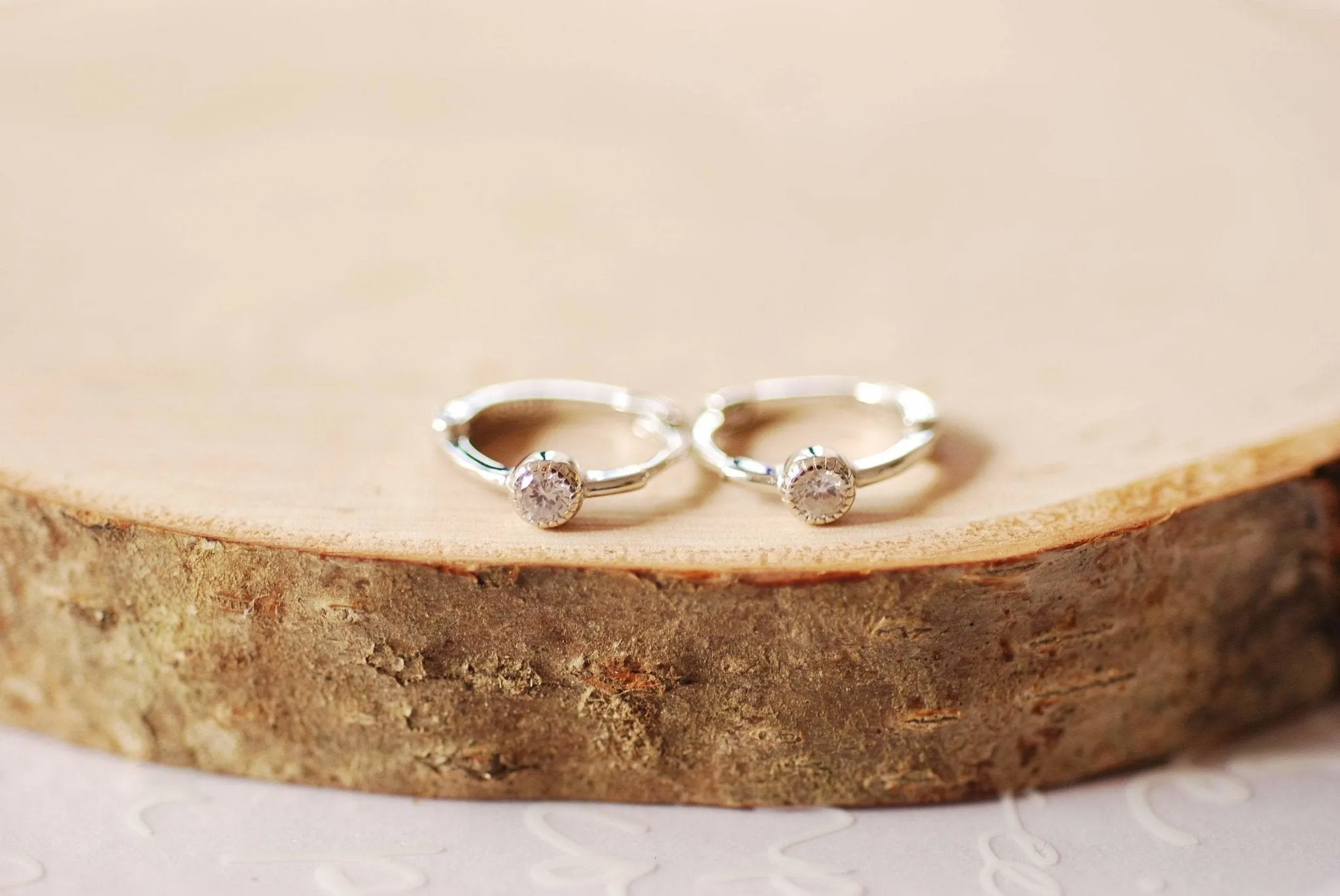 Gold or Sterling Silver Solitaire CZ Huggie Hoop Earrings Minimalist Earrings Dainty Earrings Hoop Cubic Zirconia Hoop Earrings