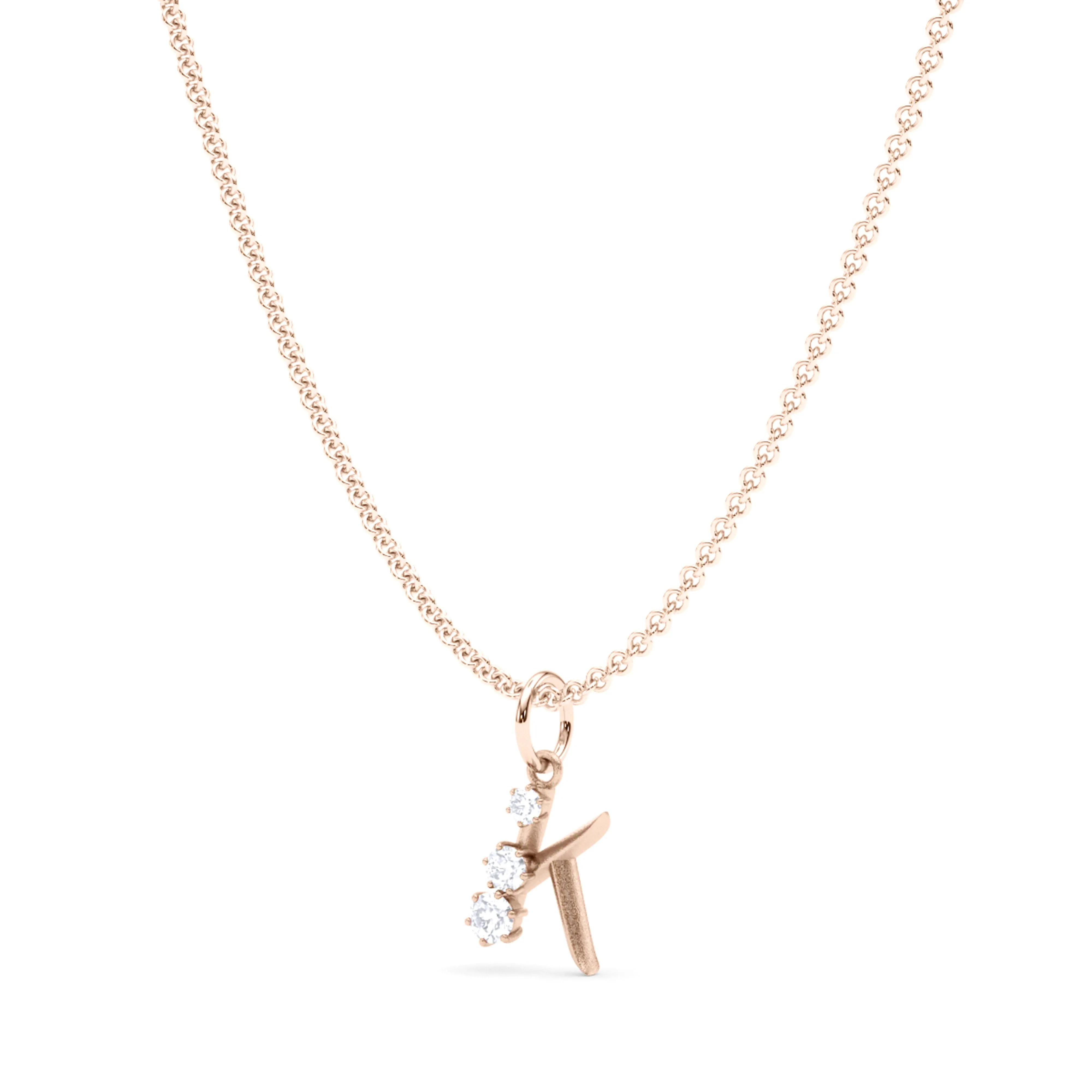 Graduated Diamond Initial Pendant Letter K