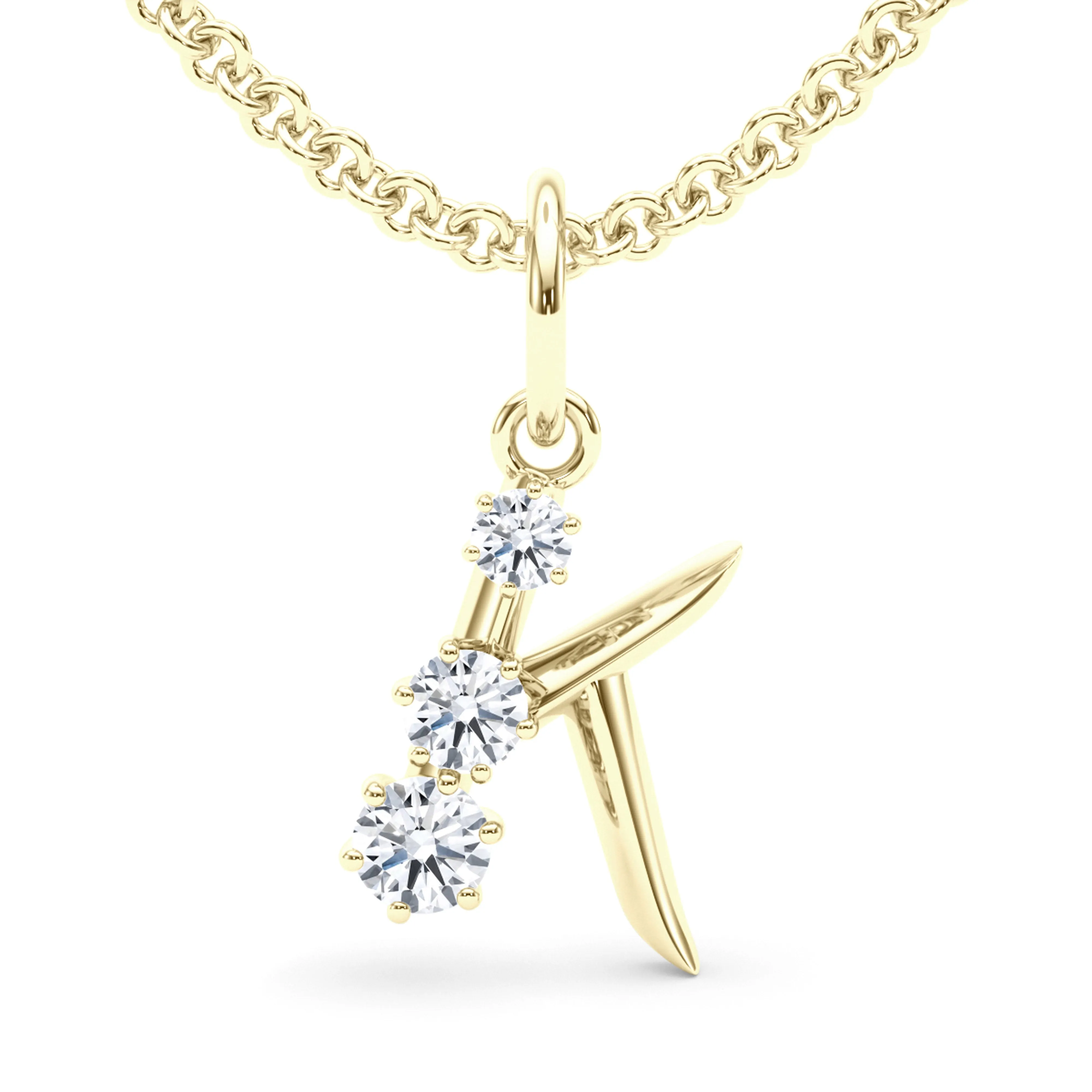 Graduated Diamond Initial Pendant Letter K