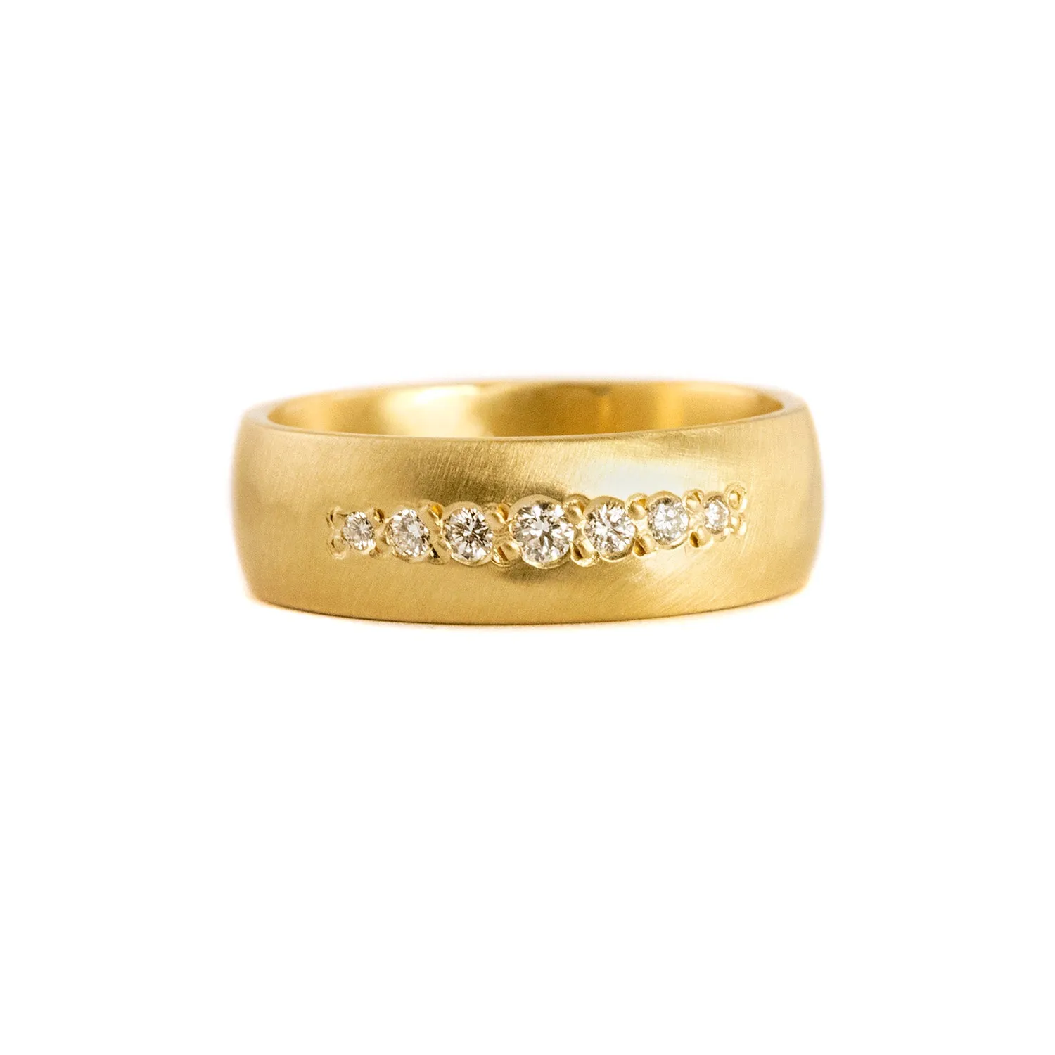 Graduated Pave Ring with Diamonds in 18kt Yellow Gold by Sarah Mcguire