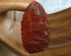 Guan Yin Compassion Red Jade Pendant (PRJ128)