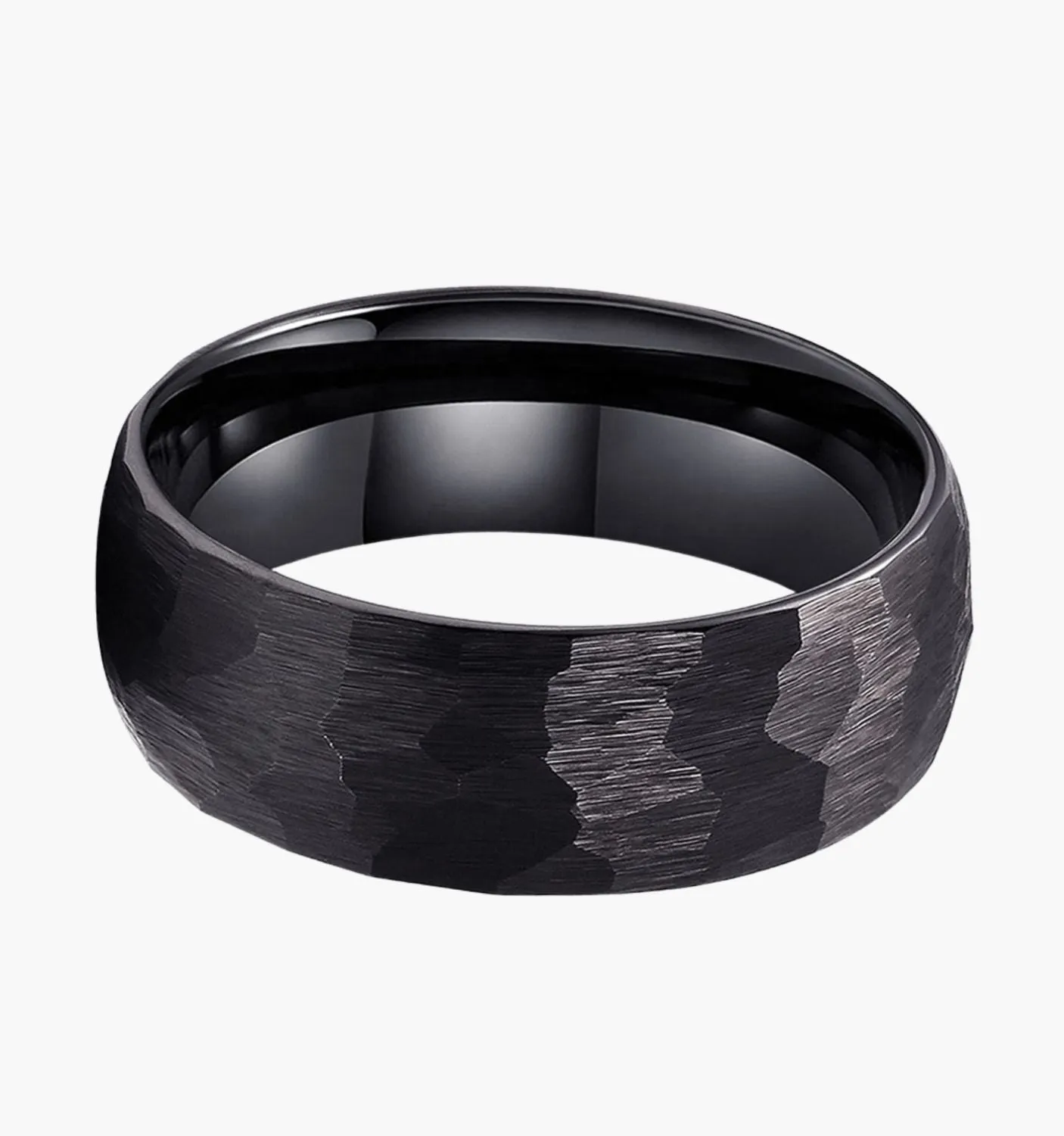 Hammered Black Men's Wedding Ring