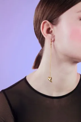 heart drop earrings in gold