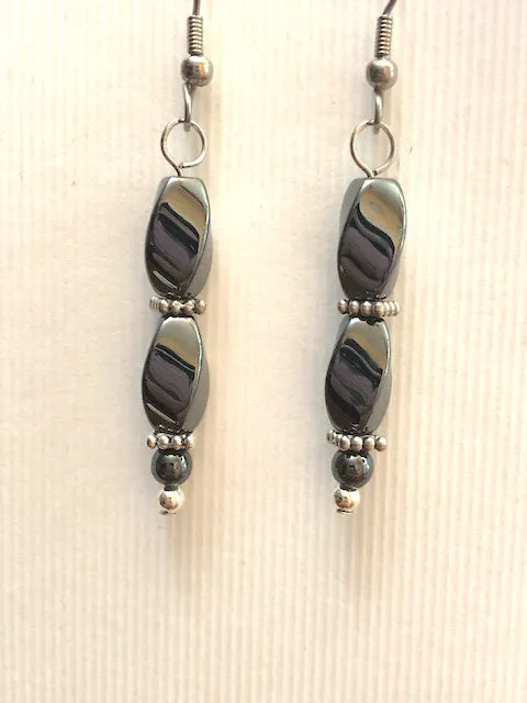 Hematite Double Twist Earrings