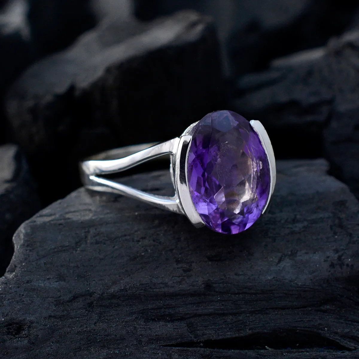 India Gems Amethyst Sterling Silver Rings American Diamond Jewelry