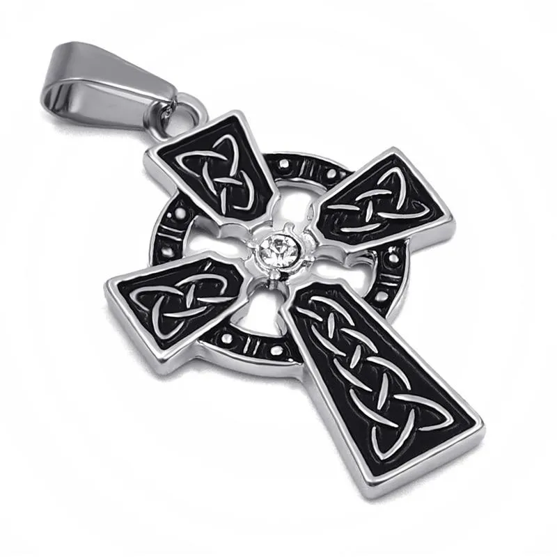 Irish Celtic Cross with Zirconia Pendant Necklace