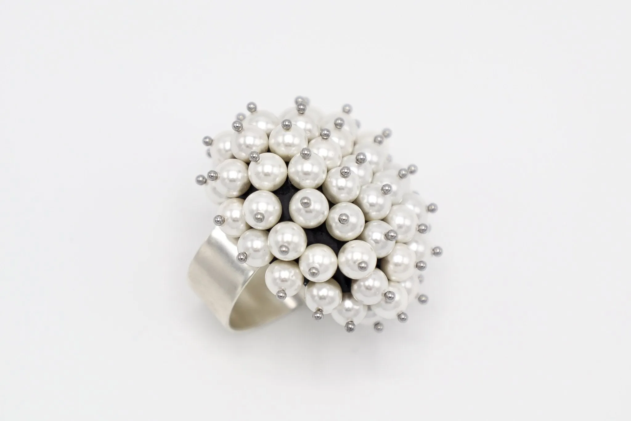 ITALIAN MULTIPLE WHITE PEARLS RING BY B.E.