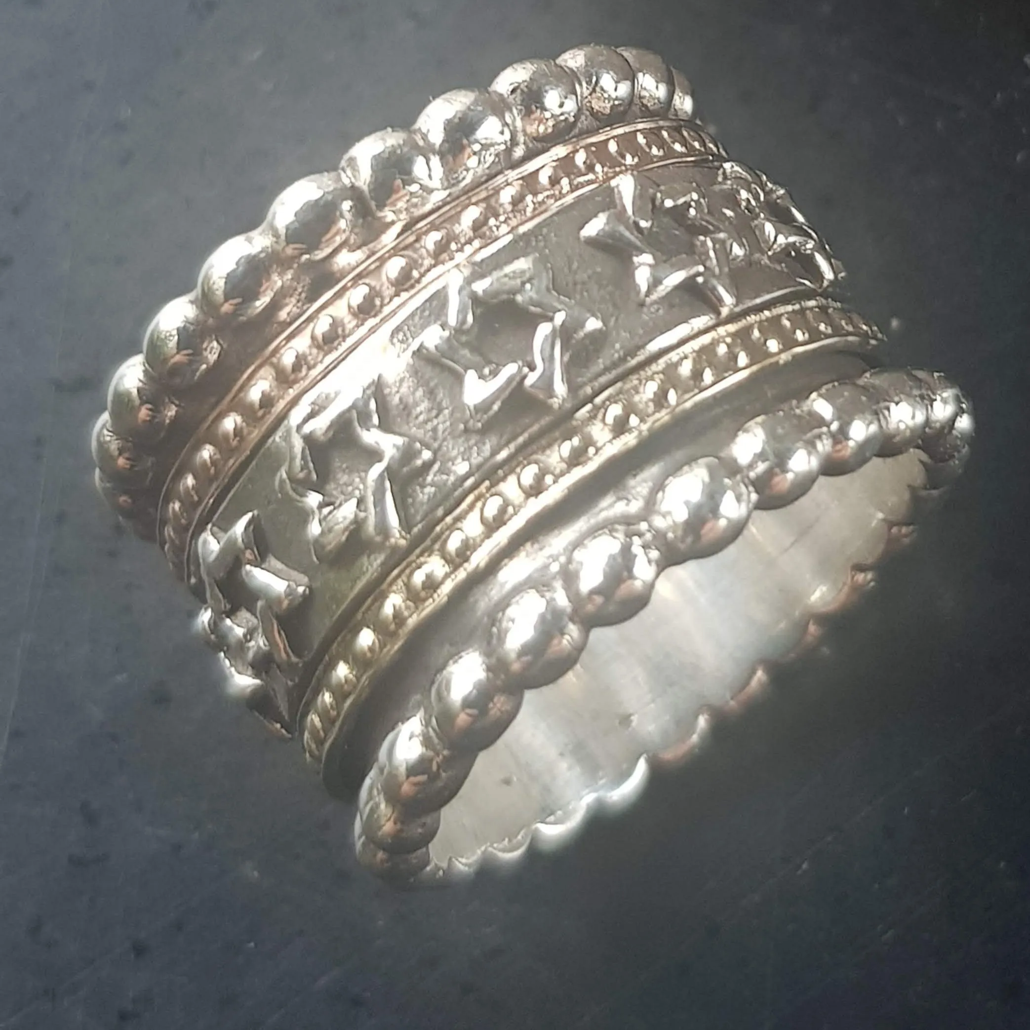 Jewish Star of David spinner ring.  Israeli Spinner Rings silver & gold