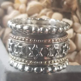 Jewish Star of David spinner ring.  Israeli Spinner Rings silver & gold