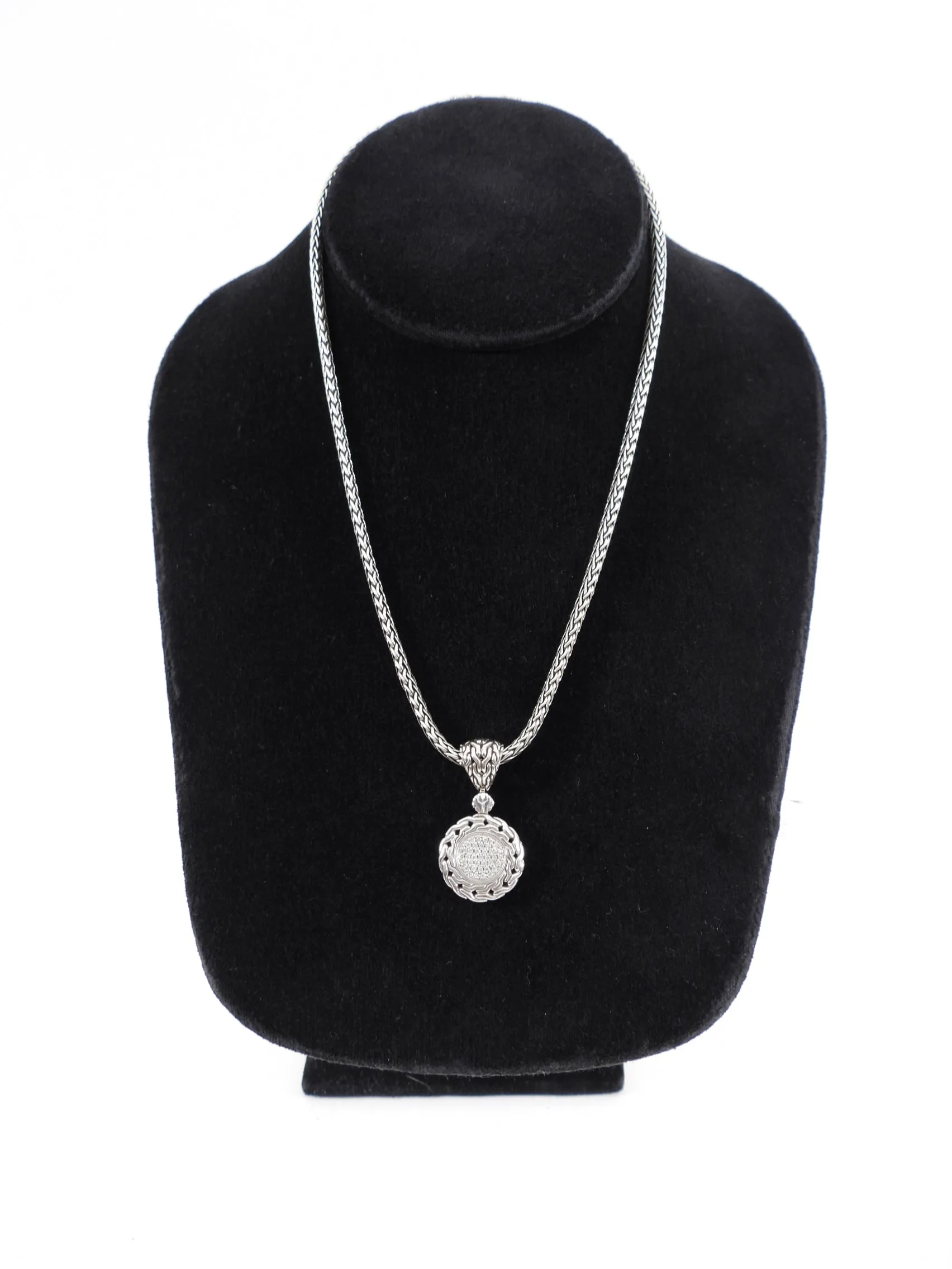 John Hardy Sterling Silver Diamond Pendant Necklace