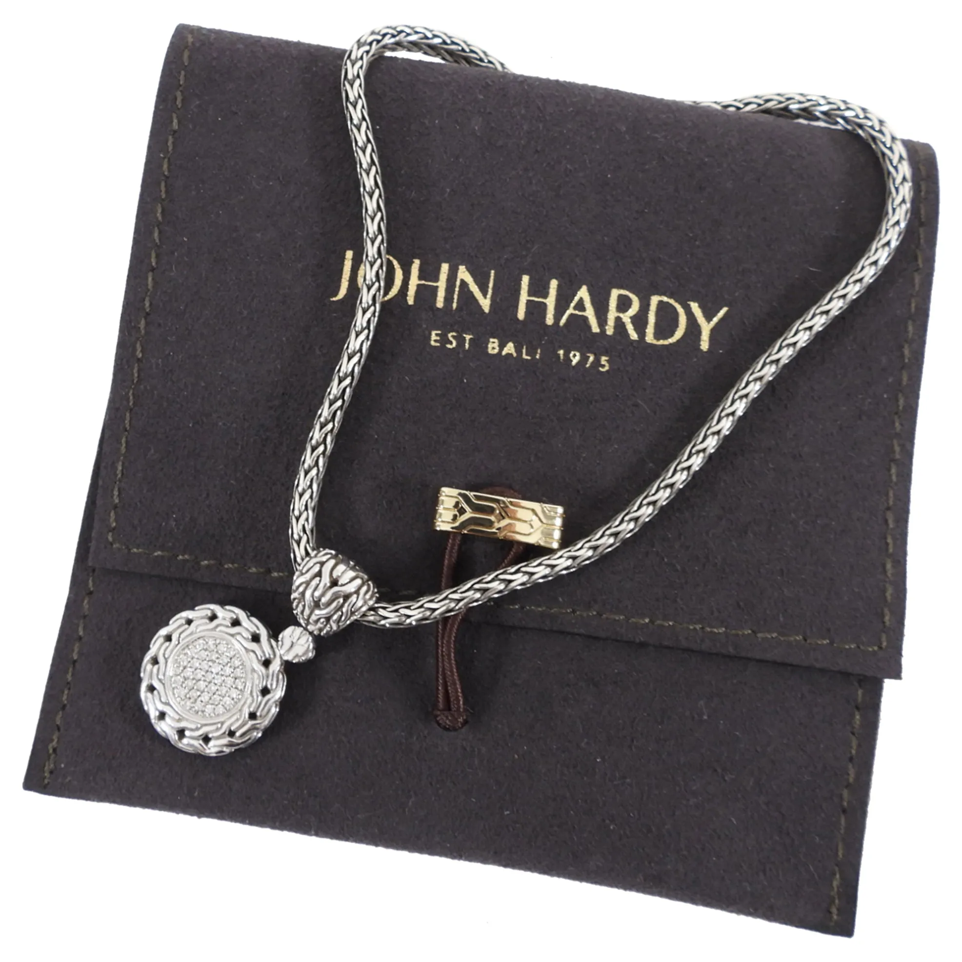 John Hardy Sterling Silver Diamond Pendant Necklace