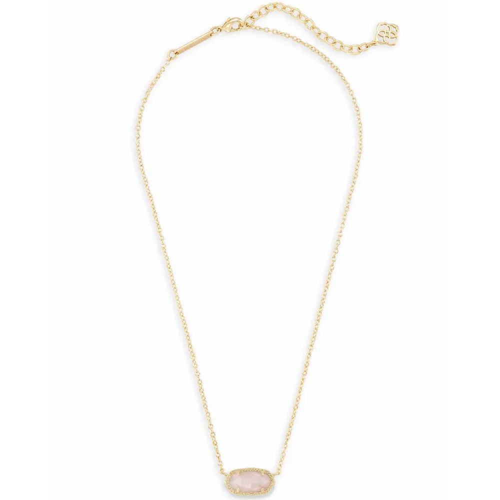 Kendra Scott Elisa Gold Pendant Necklace in Rose Quartz