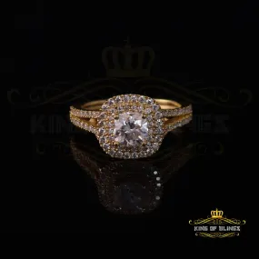 King Of Blings  10K Yellow Gold 2.00CT 'VVS' 'FL' D clr Cushion Cut Moissonite Womens Ring S/7