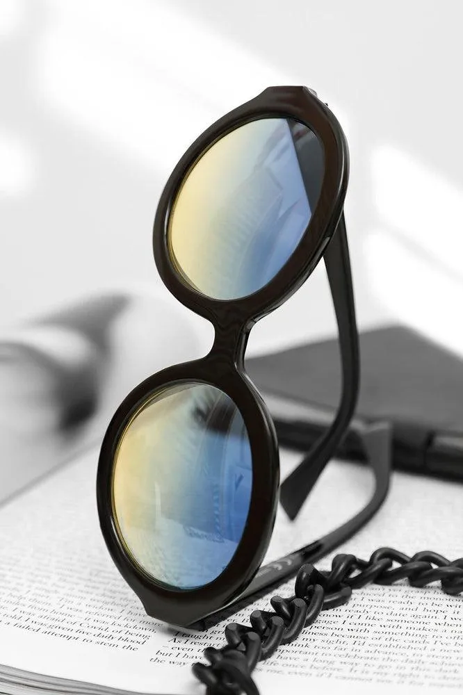 Large Round Marble Print Sunglasses