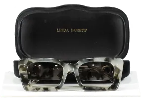 Linda Farrow Nieve Rectangular Sunglasses In Black And Grey Tortoiseshell in case