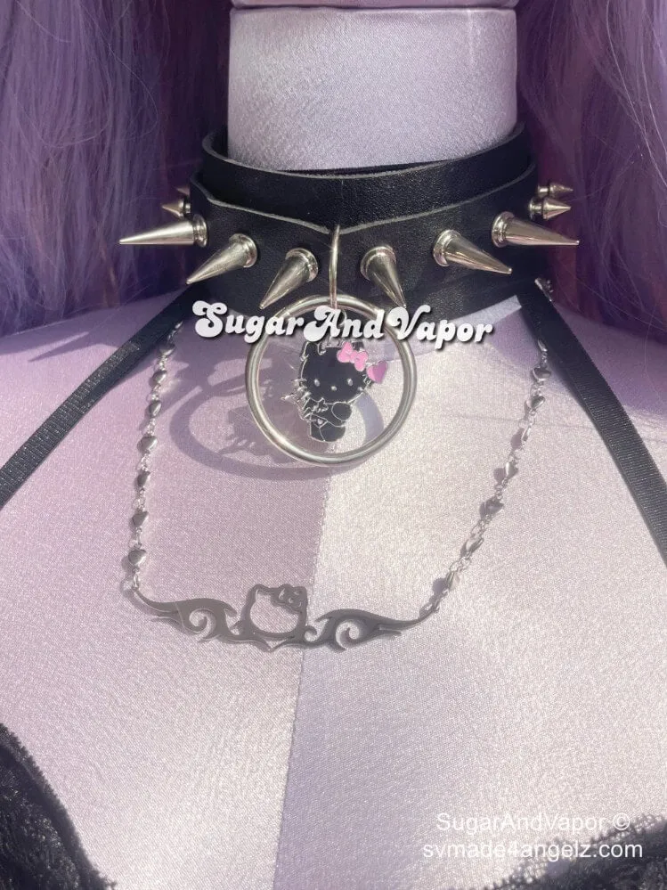 Lita Custom Charm Rivet PU Wide Choker