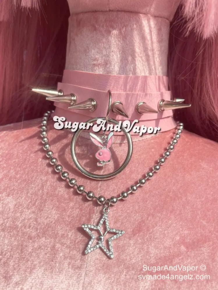 Lita Custom Charm Rivet PU Wide Choker