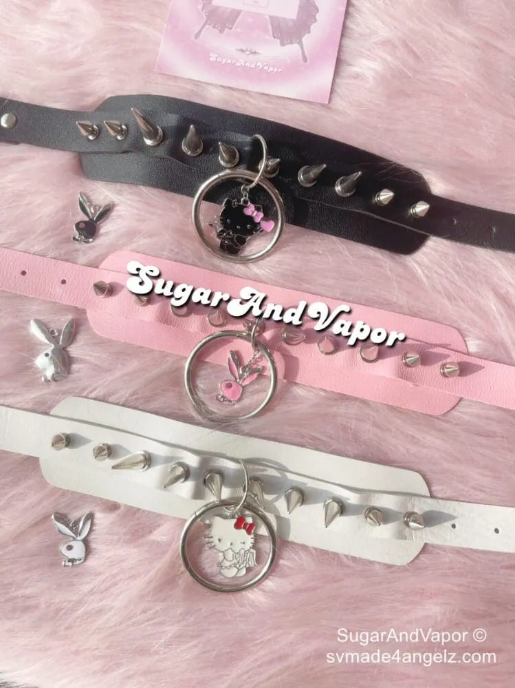 Lita Custom Charm Rivet PU Wide Choker