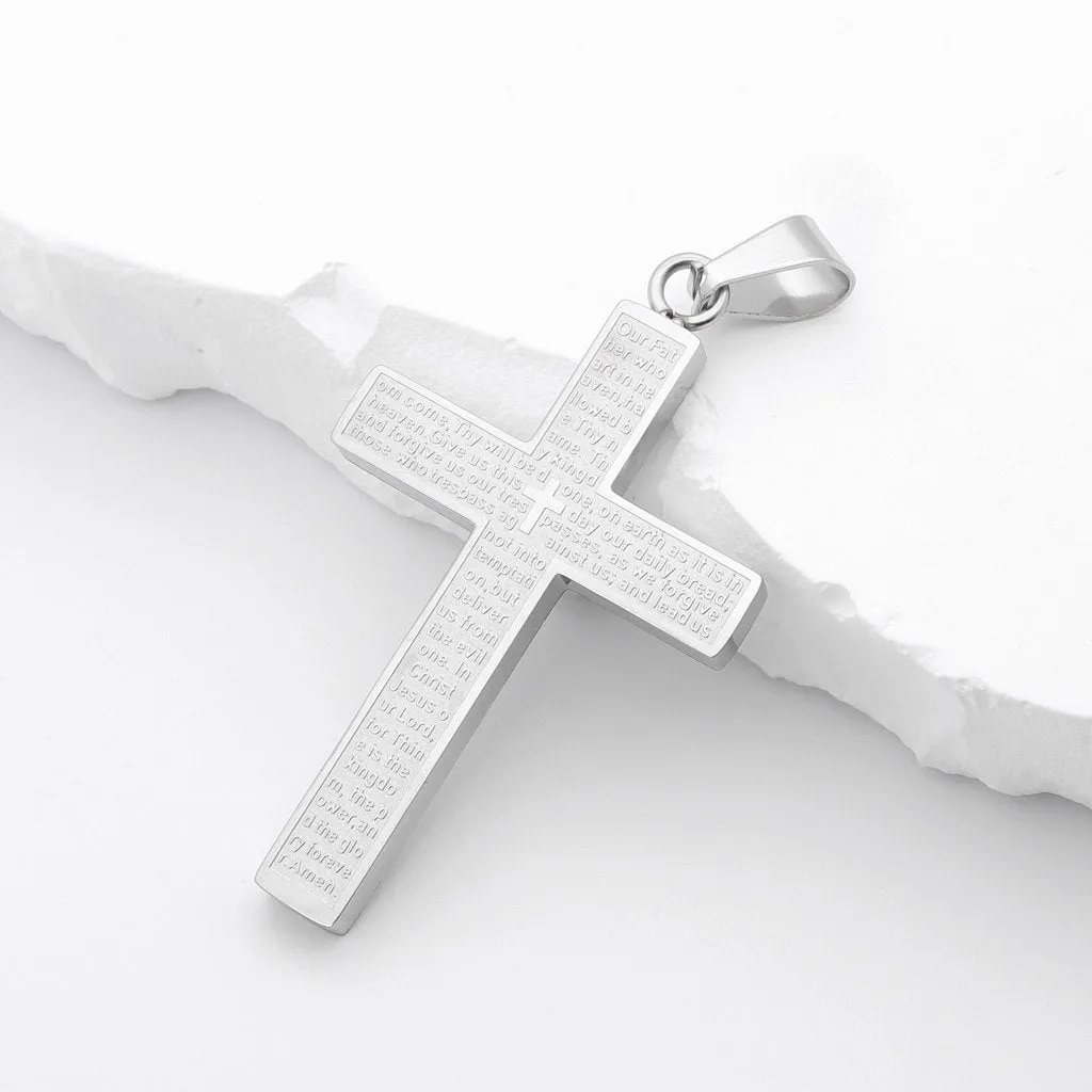 Lord's Prayer Cross Pendant - Silver