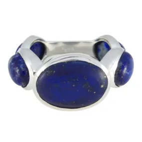 Magnetic Stone Lapis Lazuli Solid Silver Rings Statement Jewelry