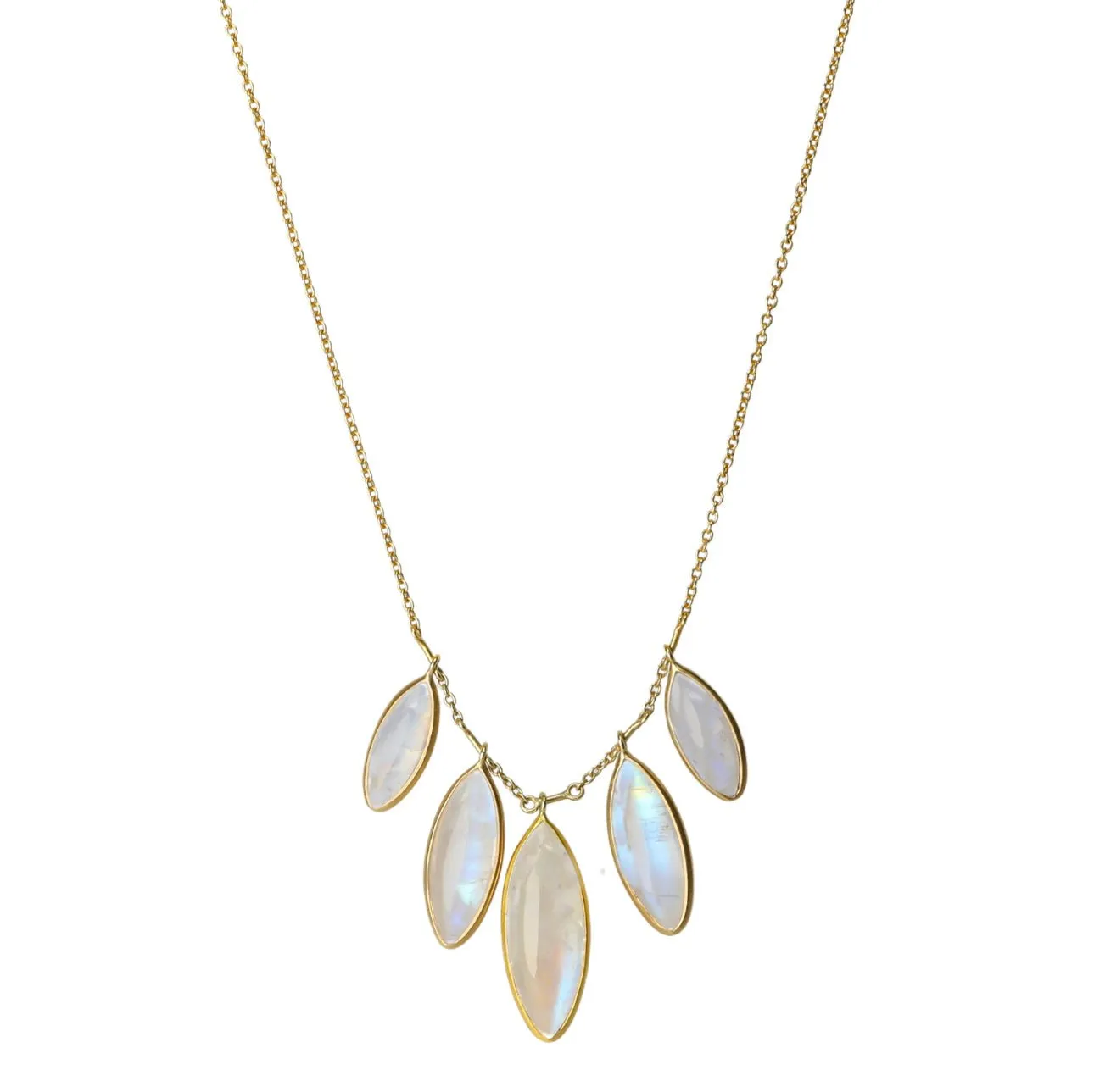 Marquise Moonstone Petite Fringe Petals Necklace