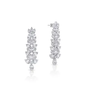 Martha 6 Carat Combine Mix Shape Diamond Hanging Earrings in 14k White Gold