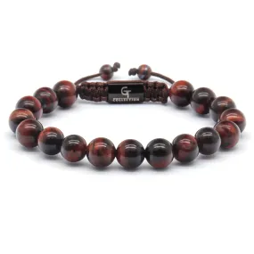 Men's RED TIGER EYE Beaded Bracelet - One Size Fits All