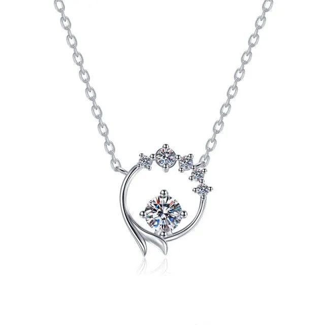 Moissanite Diamond Garland Pendant Necklace - 925 Sterling Silver