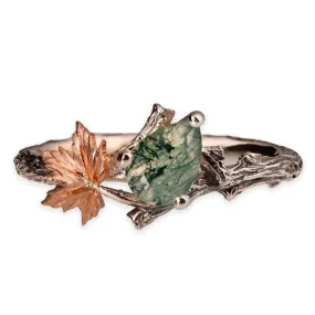 Moss Agate Ring  Sterling Silver Wedding Ring Moss Agate Jewelry Gift for Engagement Anniversary Birthday Christmas