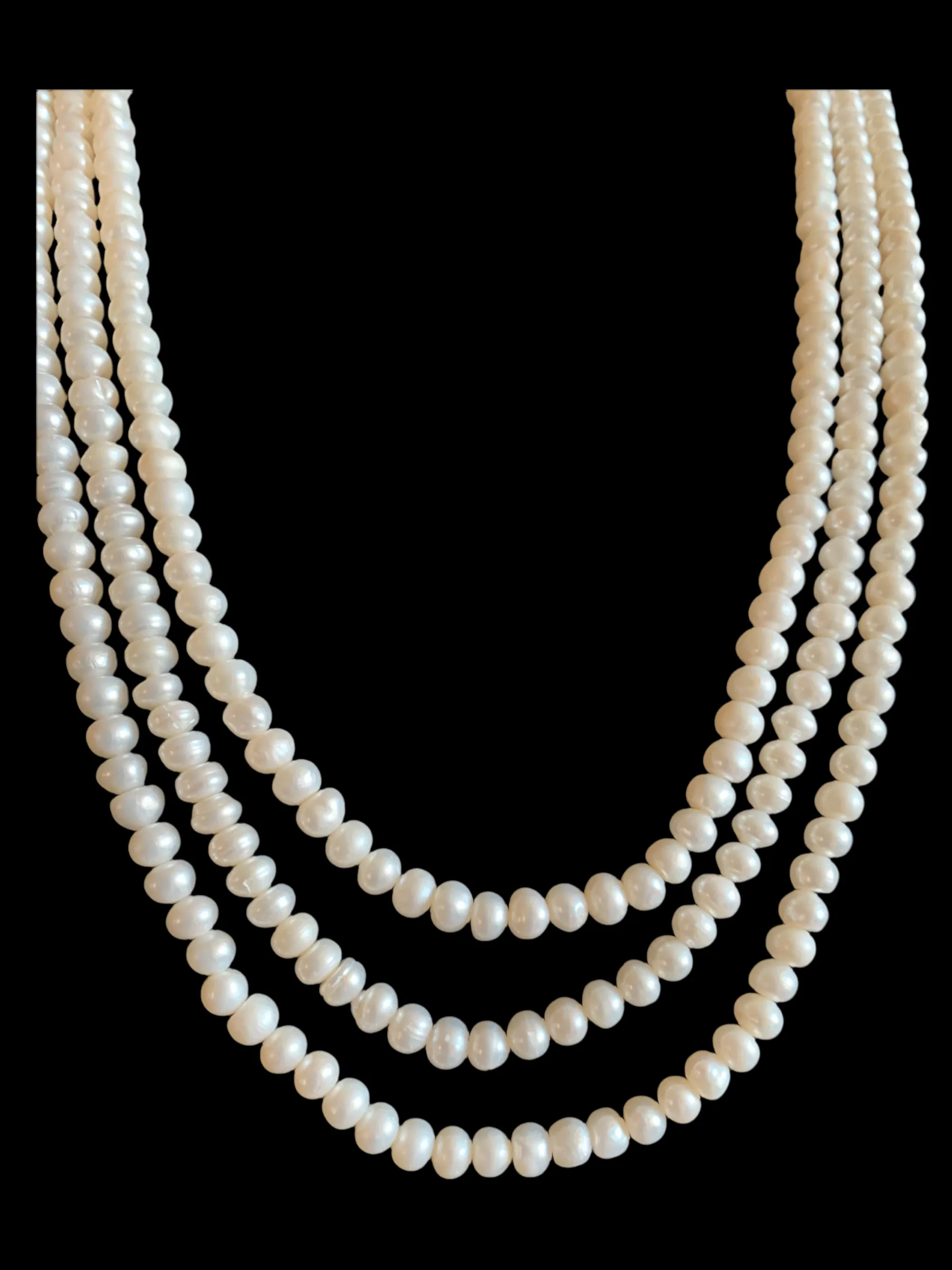 NS197 Three layer fresh water  pearl necklace (READY TO SHIP )