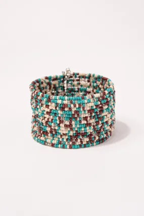 Olivia Seed Beaded Cuff Bracelet - Turquoise