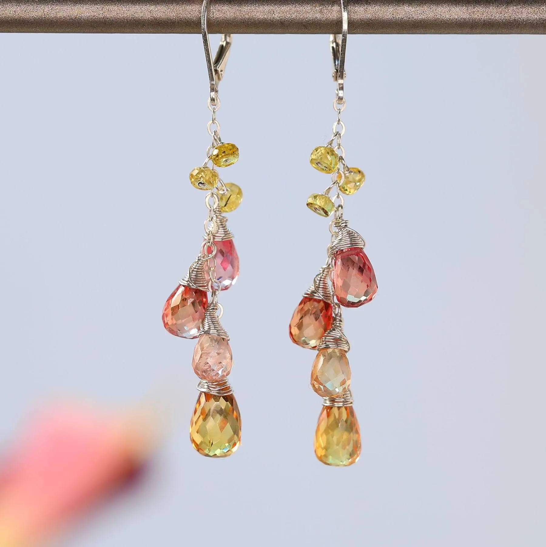 Orange Blossoms - Padparadscha Sapphire Drop Earrings