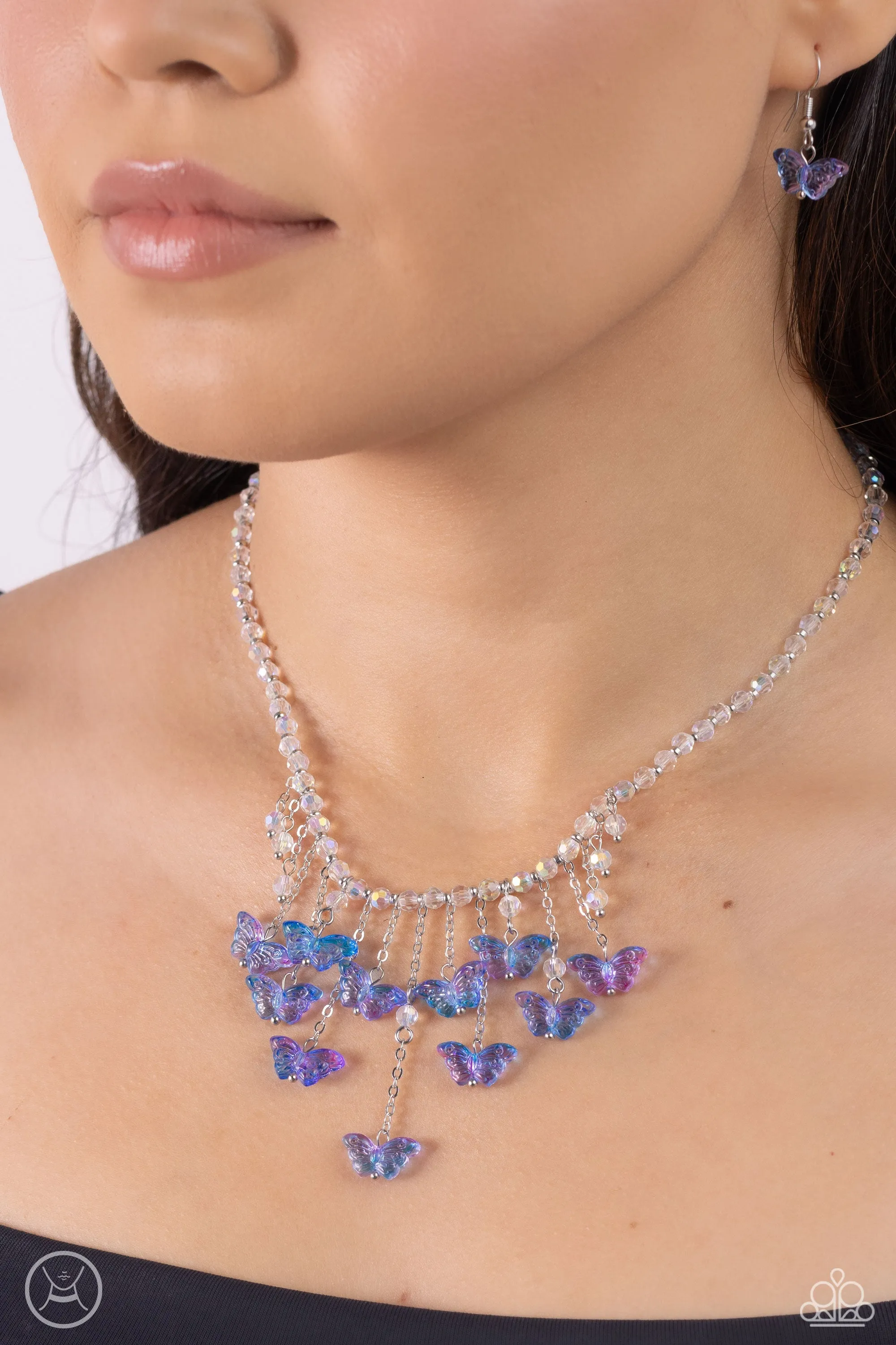 Paparazzi Majestic Metamorphosis Blue Choker Necklace & Earring Set