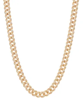 Pave Cuban Link Necklace- Gold