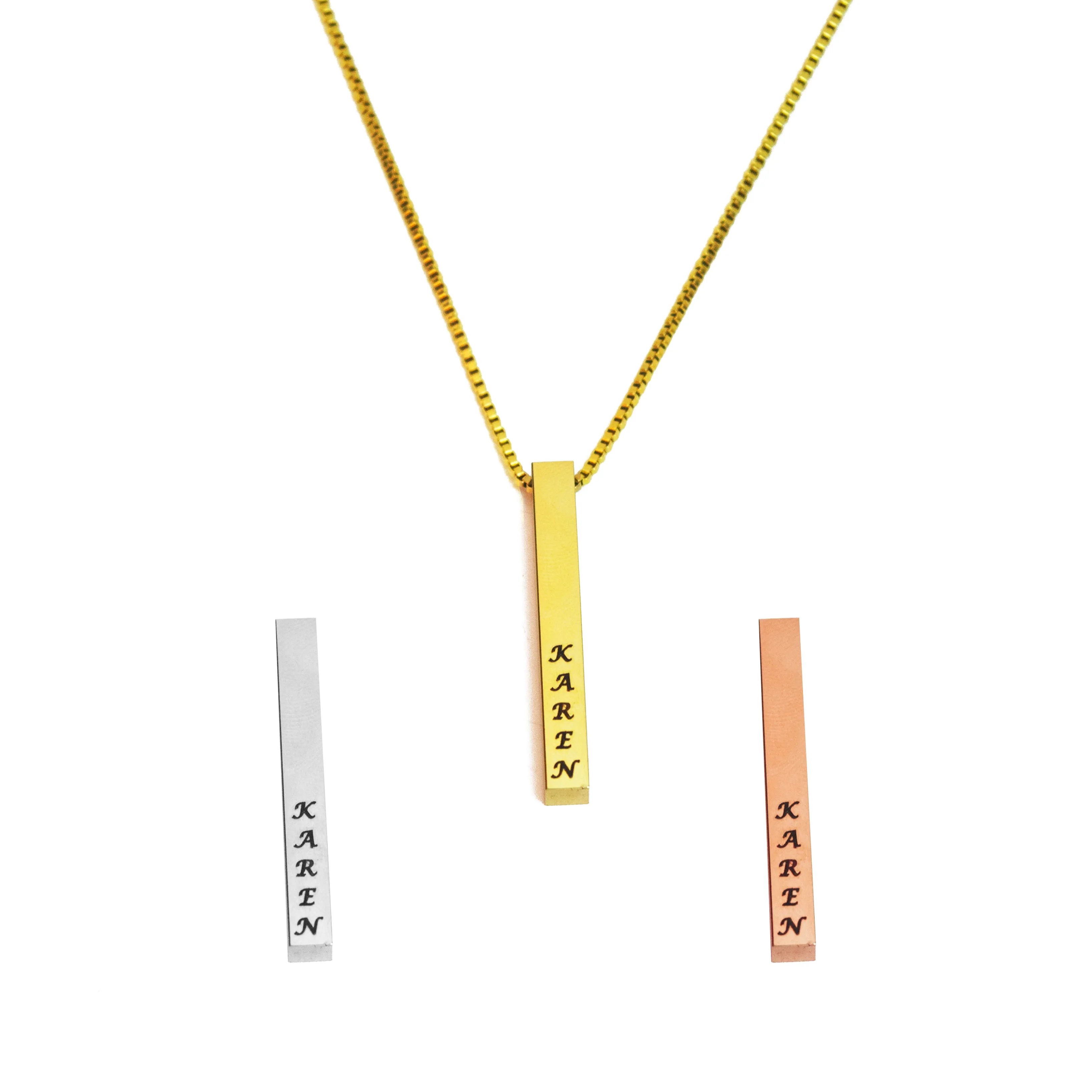 PB1-X / PB1 3D Bar Name Necklace