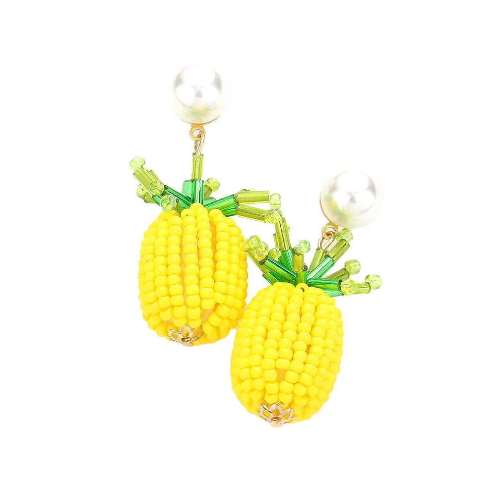 Pineapple Beaded Dangle Earrings