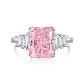 Pink CZ Cushion Fashion Ring