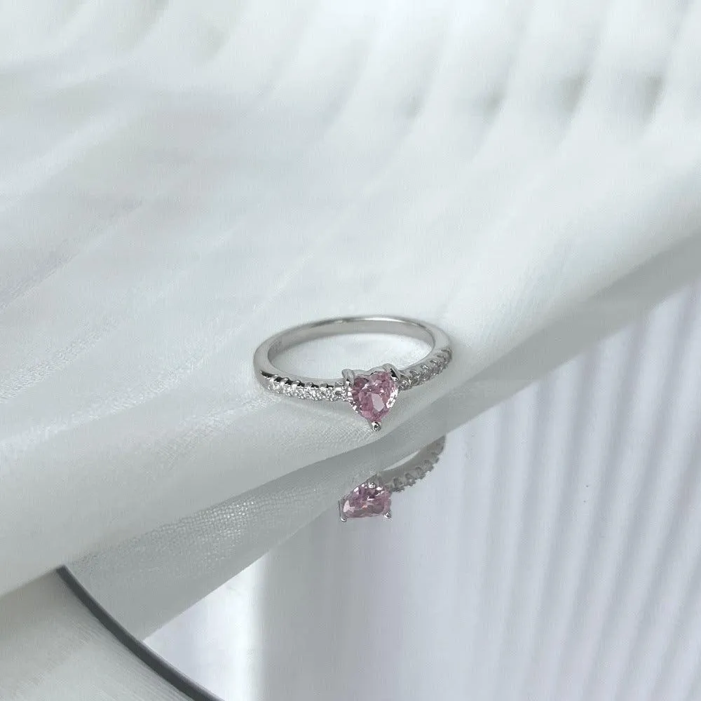 Pink CZ Heart Ring