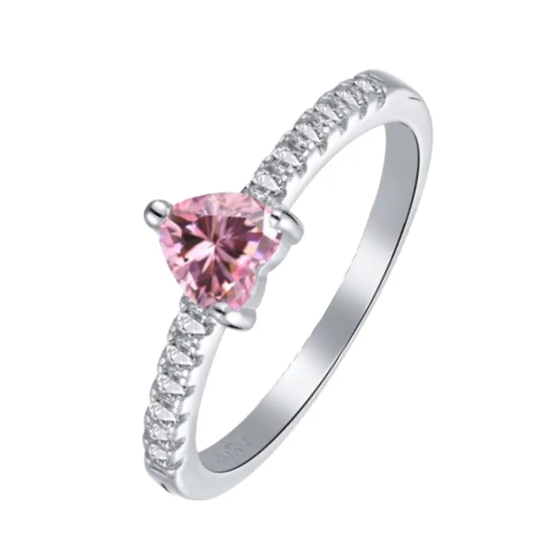 Pink CZ Heart Ring